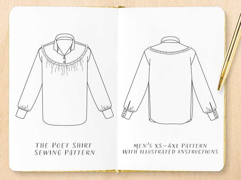 Poet Shirt Sewing Pattern Mens XS4XL PDF Cosplay Pattern Etsy