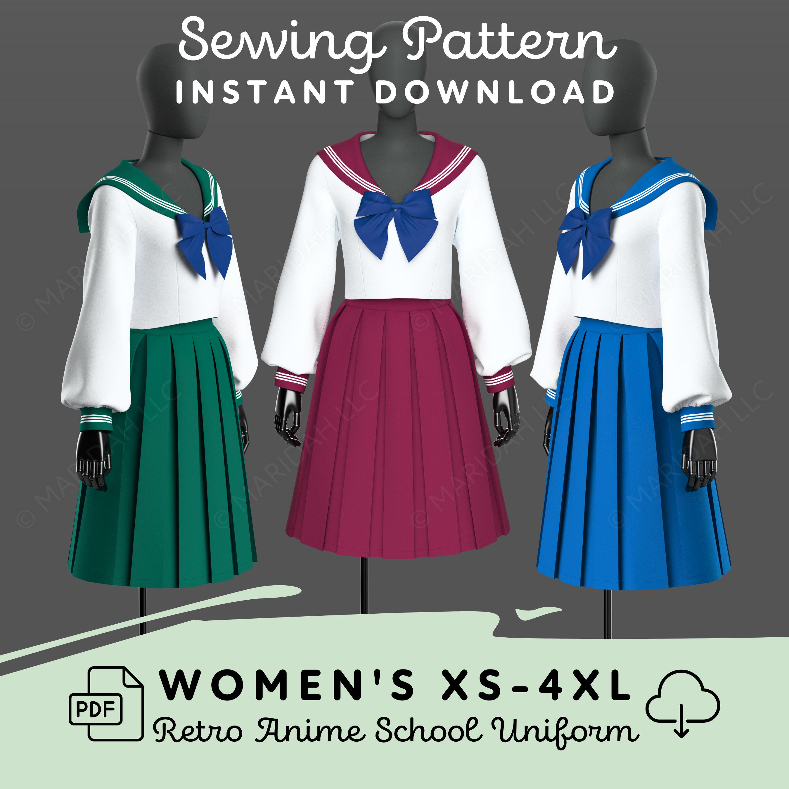 Classic Japanese School Uniform Sewing Pattern | Womens XS