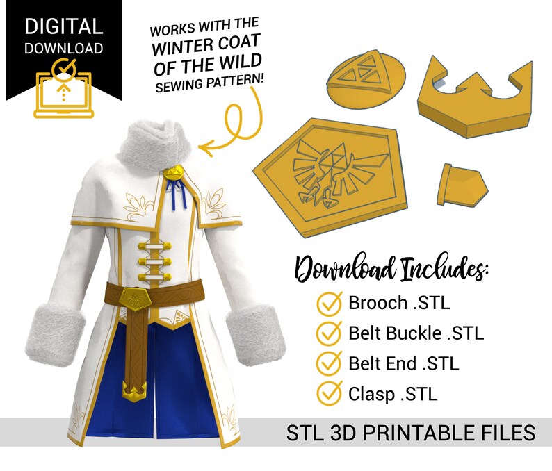Zelda Winter Coat Accessories 3D Print Files / Breath of the Etsy