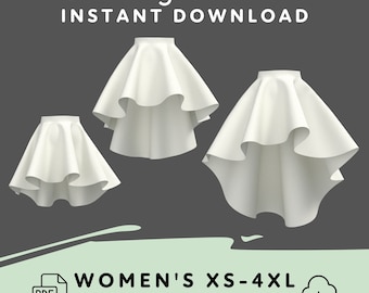 High Low Circle Skirt Pattern Set | Womens XS-4XL PDF Cosplay Pattern | Digital Download Print at Home Pattern