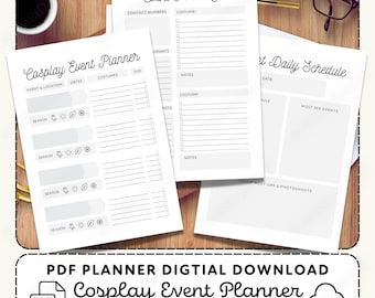 Cosplay Event Planner | PDF Printable Guide for Costume and Travel Prep