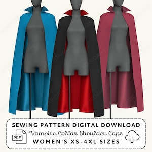 Vampire Collar Cape Pattern | Womens Cosplay XS-4XL (PDF Digital Download)