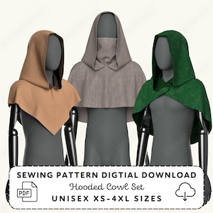 Hooded Cowl Sewing Pattern: Renaissance Cosplay Costume (XS-4XL PDF Digital Download)