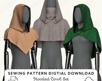 Hooded Cowl Sewing Pattern: Renaissance Cosplay Costume (XS-4XL PDF Digital Download)
