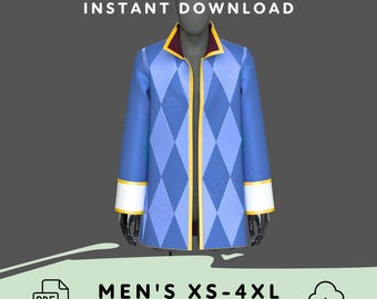 Harlequin Jacket Printable Sewing Pattern for Cosplay and Renaissance Costumes, Digital PDF Download Template, Mens XS-4XL Sizes