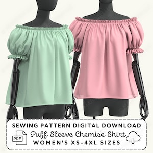 Medieval Undergarment Blouse Pattern | Puff Sleeve Chemise XS-4XL (PDF Digital Download)