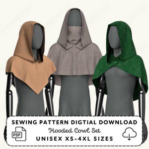 Hooded Cowl Sewing Pattern: Renaissance Cosplay Costume (XS-4XL PDF Digital Download)