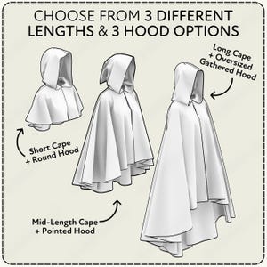 Hooded Circle Capes Sewing Pattern: Cosplay Cape Pack XS-4XL (digital ...