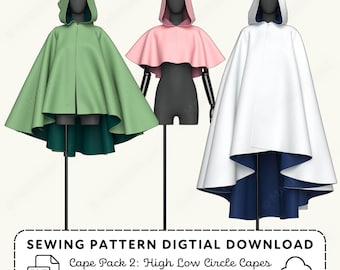 Hooded Circle Capes Sewing Pattern: Cosplay Cape Pack XS-4XL (Digital Download)