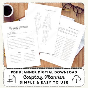 Cosplay-projectplanner | Digitale download van pdf-kostuumontwerp en taakorganisator