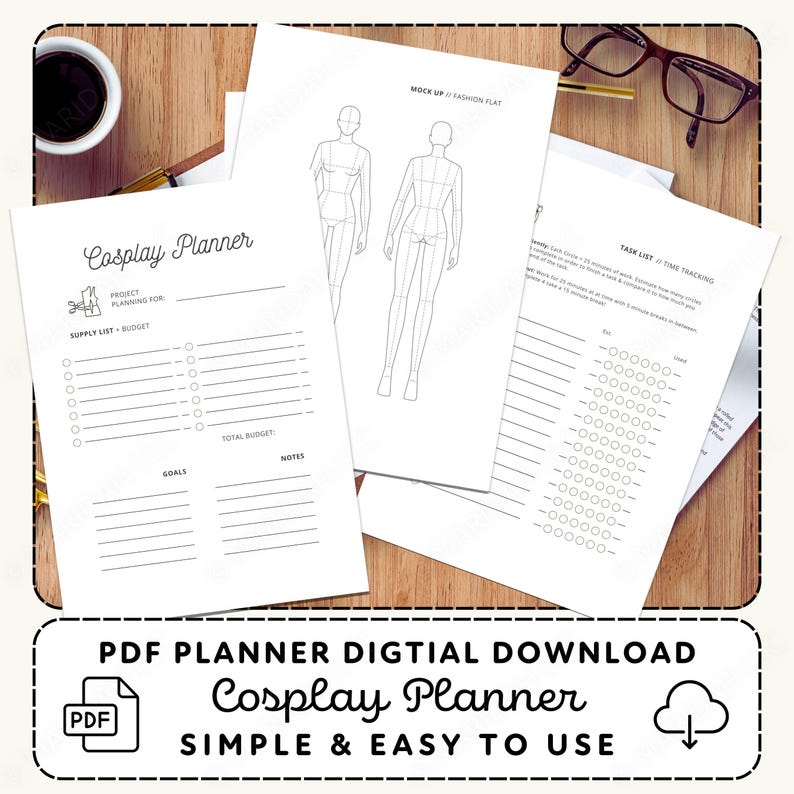 Cosplay Project Planner | PDF Costume Design and Task Organizer Digital Download image 1