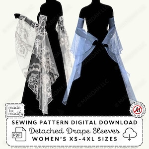 Patrón de costura para mangas drapeadas desmontables / Boda renacentista (descarga digital en PDF)