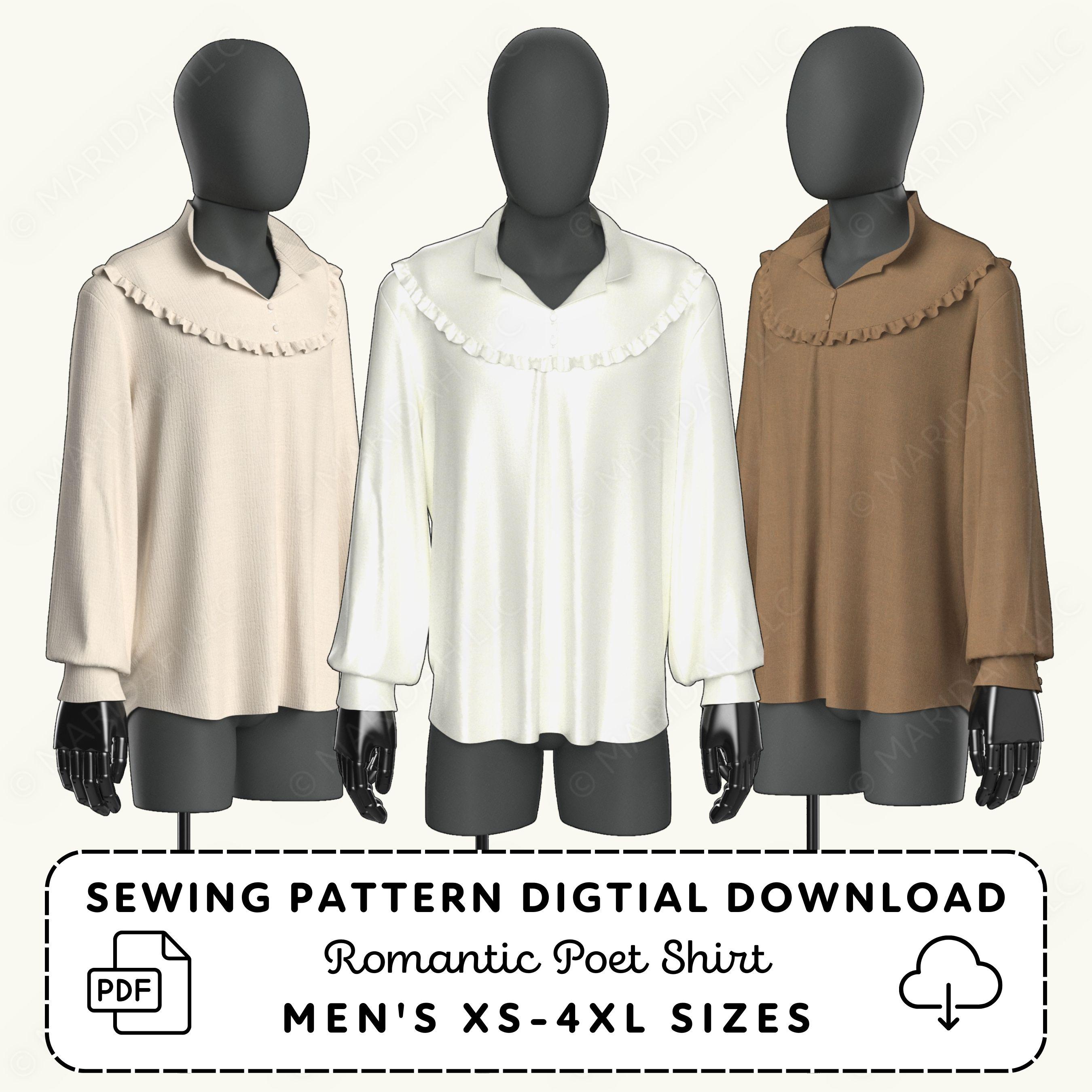 Poet Shirt Sewing Pattern: Renaissance Cosplay, Mens XS-4XL (PDF Download)