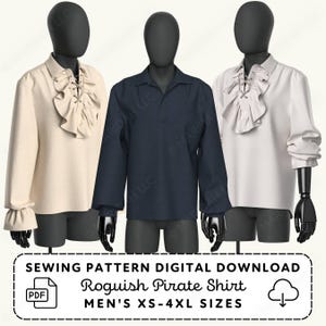 Roguish Pirate Shirt Sewing Pattern | Mens Renaissance Cosplay (PDF Digital Download)