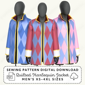 Harlequin Jacket Sewing Pattern | Mens XS-4XL (PDF Digital Download)