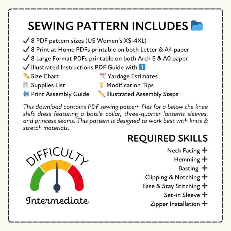 Retro Mod Dress Sewing Pattern | Bellflower Bottle Collar (XS-4XL) PDF ...