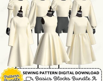 Cosplay Dress and Sleeve Sewing Pattern Bundle | Womens XS-4XL (Printable PDF Download Template)