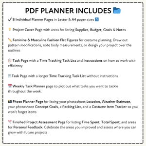 Cosplay Project Planner | PDF Costume Design and Task Organizer Digital Download image 6