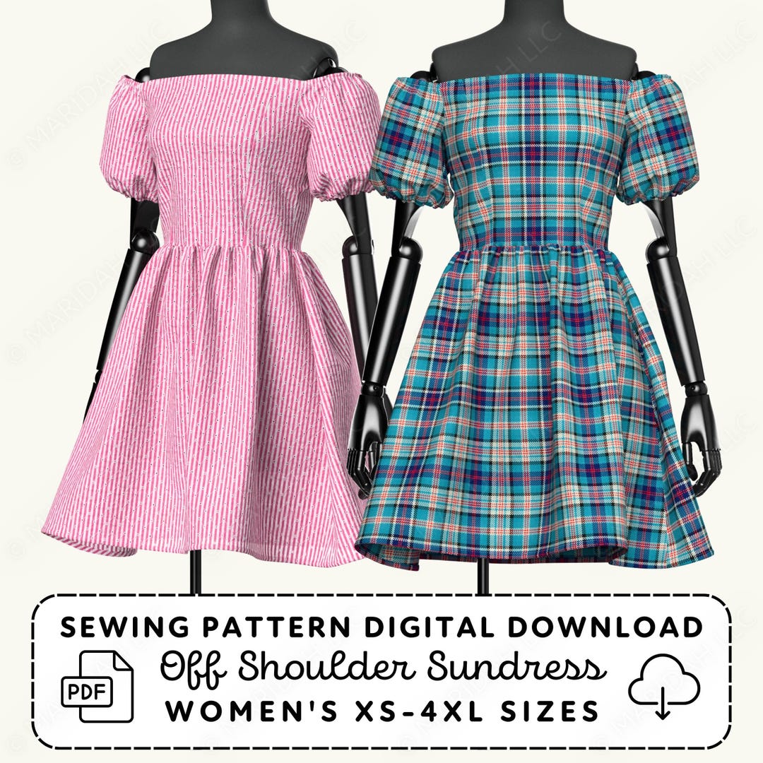 Sundress Sewing Pattern | off Shoulder Puff Sleeves Cottagecore Style ...