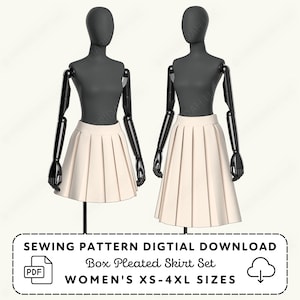 Box Pleated Skirts Sewing Pattern: Women&#39;s XS-4XL (Digital Download)
