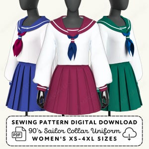 Seifuku Sewing Pattern | Sailor Collar Uniform Womens XS-4XL (PDF Digital Download)