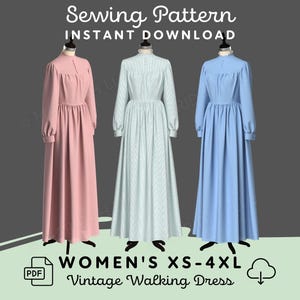 Vintage Walking Dress | Womens XS-4XL PDF Cosplay Pattern | Digital Download Print at Home Pattern