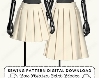 Box Pleated Skirts Sewing Pattern | Womens XS-4XL (PDF Digital