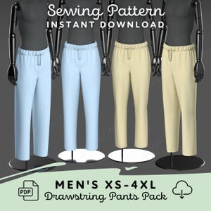 Drawstring Pants Sewing Pattern | Mens XS-4XL PDF Cosplay Pattern for Easy Renaissance Fair Outfit Knight Viking Costume | Digital Download