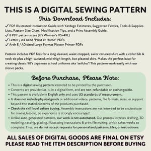 Japanese School Uniform Sewing Pattern | Womens XS-4XL Seifuku Sailor ...