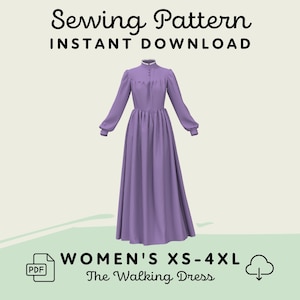 Edwardian Walking Dress | Womens XS-4XL PDF Cosplay Pattern | Digital Download Print at Home Pattern