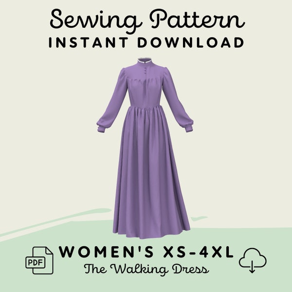 Edwardian Walking Dress | Womens XS-4XL PDF Cosplay Pattern | Digital Download Print at Home Pattern