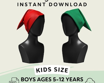 Kids Elf Hat Sewing Pattern | Kids 5-12 Years PDF Cosplay Pattern | Digital Download Print at Home Pattern