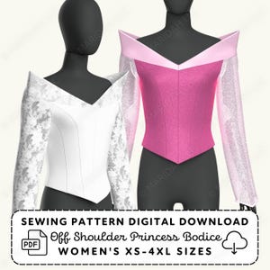 Off Shoulder Princess Bodice | Bardot Collar Top for Cosplay Fantasy Weddings (PDF Digital Download)