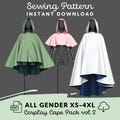 Hooded Circle Cape Sewing Pattern Pack | XS-4XL Cape PDF Cosplay Pattern | Digital Download Print at Home Pattern