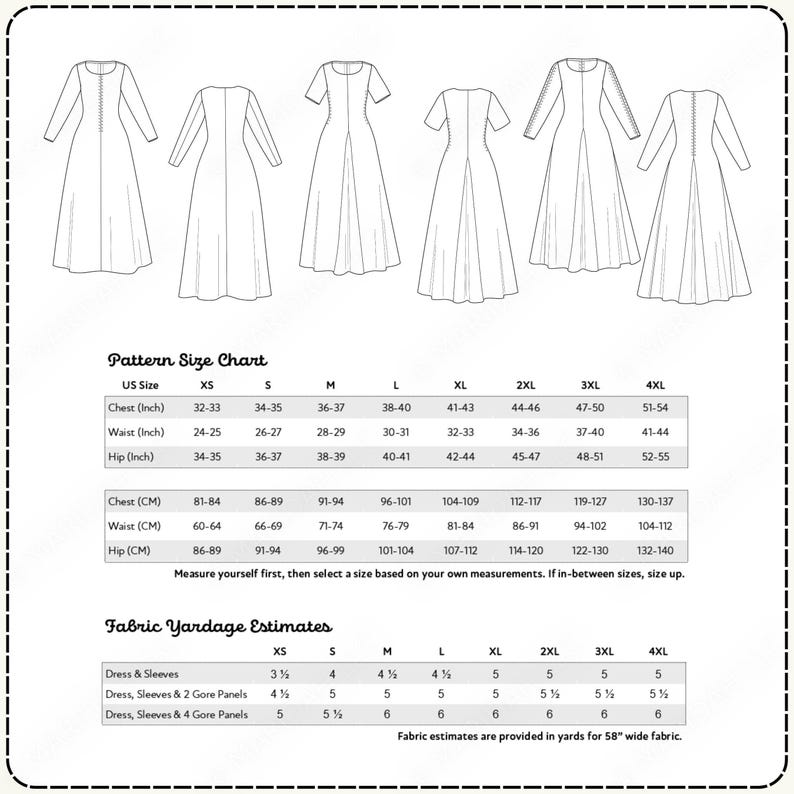 Medieval Dress Sewing Pattern | Kirtle Cotehardie Costume XS-4XL (PDF Digital Download) image 7