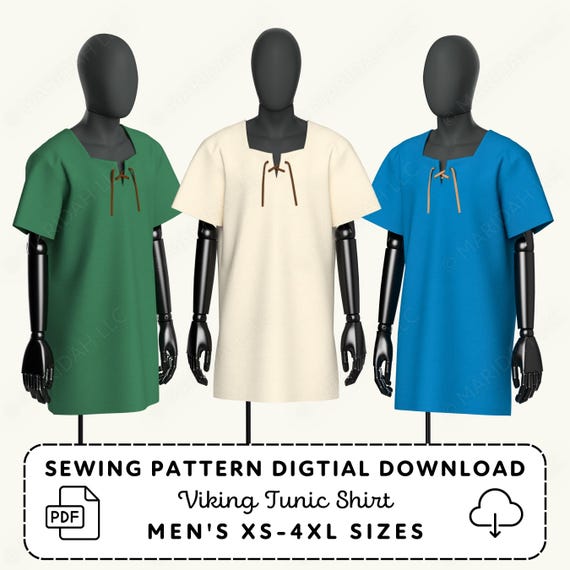 Viking Tunic Sewing Pattern | Renaissance Fair Costume XS-4XL (PDF Digital Download)