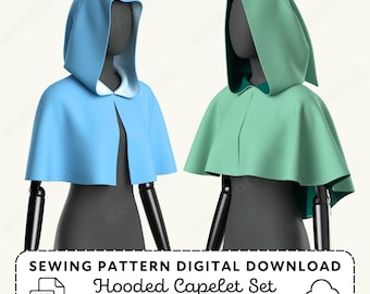 Hooded Capelet Sewing Pattern | Cosplay Cape XS-4XL (PDF Digital Download)