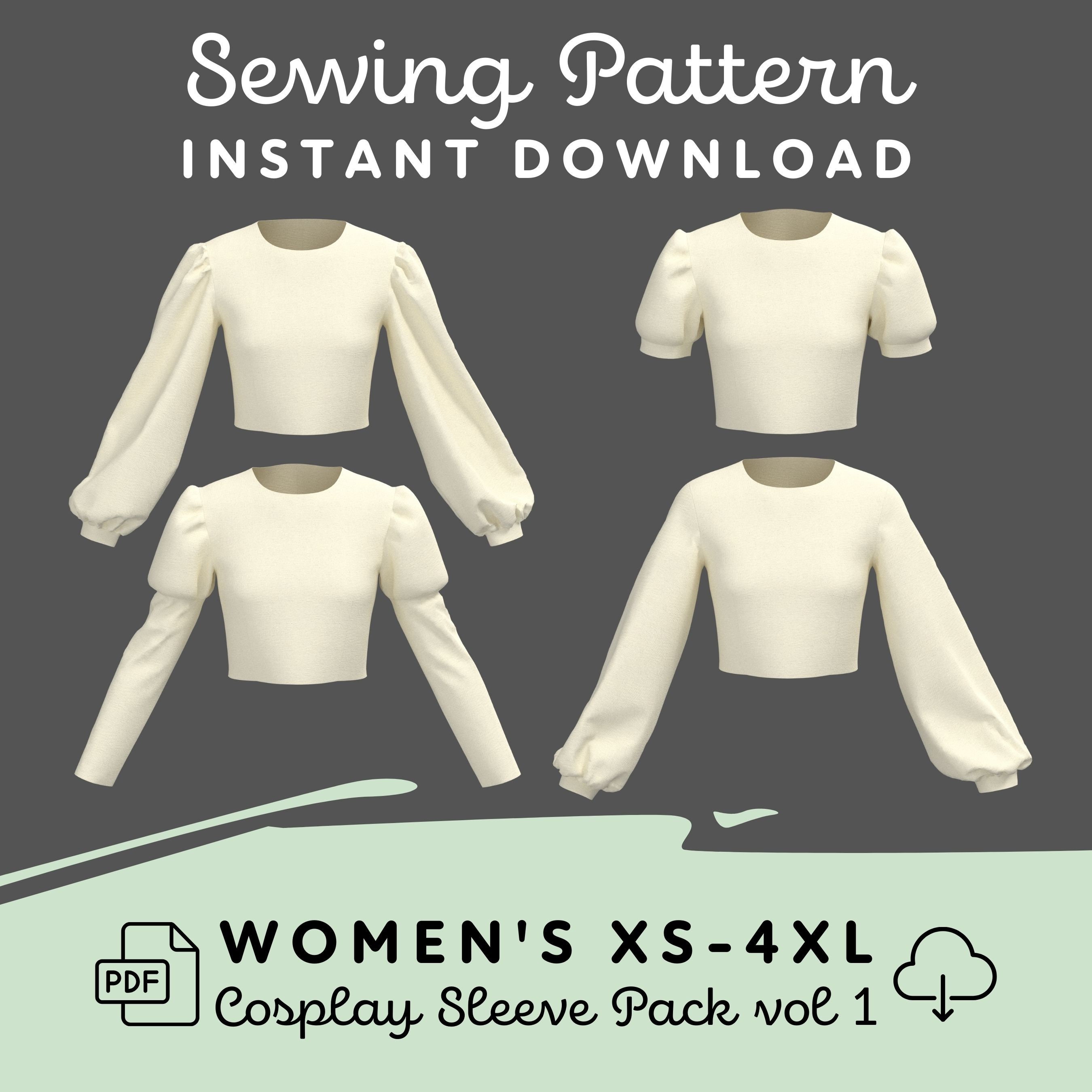 Sleeve Sewing Pattern Pack Vol 1 Womens XS-4XL PDF Cosplay Pattern