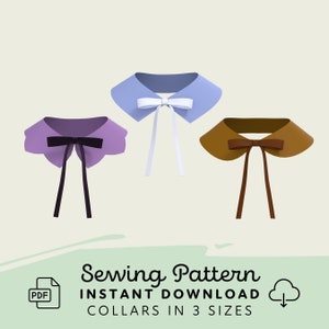 Detached Collars Sewing Pattern Set | Womens XS-4XL Removable Collar Pattern Digital Download PDF