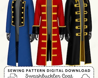 Swashbuckler Coat Sewing Pattern | Pirate Cosplay XS-4XL (PDF Digital Download)