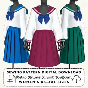Seifuku Sewing Pattern | Japanese Sailor School Uniform XS-4XL (PDF Digital Download)
