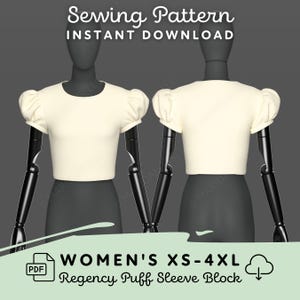 Regency Puff Sleeve Sewing Pattern Block | Womens XS-4XL PDF Cosplay Pattern | Digital Download Printable for Georgian Gown Sleeves