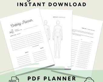 Cosplay Planner | Time Tracking Project Planner | PDF Planner