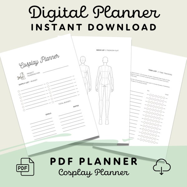 Cosplay Planner | Time Tracking Project Planner | PDF Planner