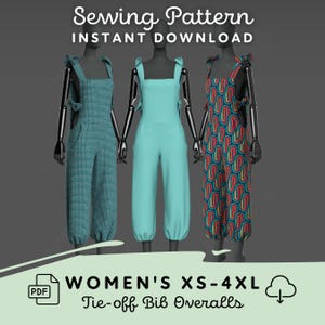 Overalls Sewing Pattern | Womens XS-4XL Dungarees Pattern Digital Download PDF