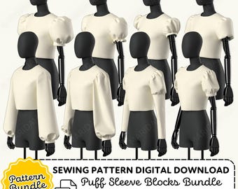 Puff Sleeve Sewing Pattern Bundle |  XS-4XL (PDF Digital Download)