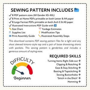Jinbei Sewing Pattern | Japanese Kimono Loungewear XS-4XL (PDF Digital ...