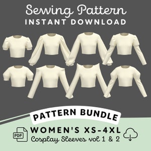 Sleeve Sewing Pattern Bundle A | Womens XS-4XL PDF Cosplay Pattern | Digital Download Print at Home Pattern