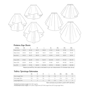 High Low Circle Skirt Pattern Set Womens XS-4XL PDF Cosplay Pattern Digital Download Print at Home Pattern image 9