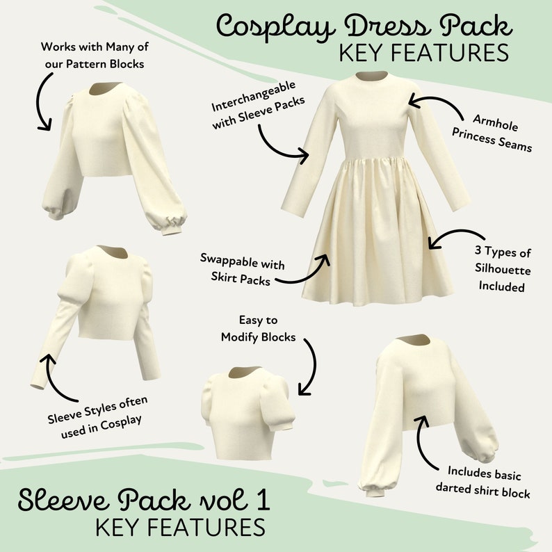 Cosplay Dress Pattern Bundle A Womens XS-4XL PDF Cosplay Pattern Digital Download Print at Home Pattern image 3